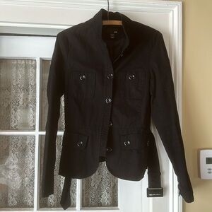 H&M black button down coat with belt.  Size 6